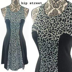 BUFFALO DAVID BITTON Sleeveless Leopard Print Contrast Fit & Flare Dress M